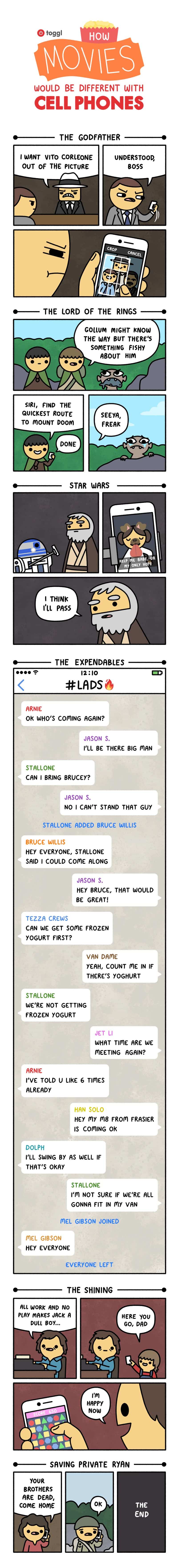 How Movies Would Be Different With Cellphones comic