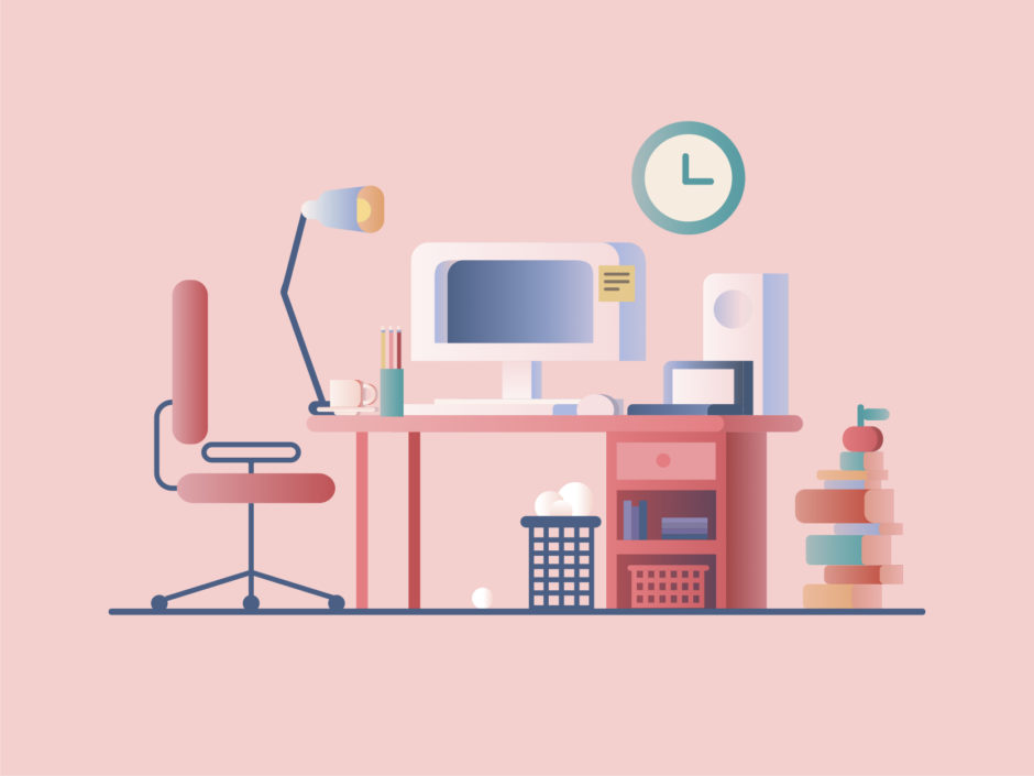 working-remotely.jpg Illustration of an office workspace