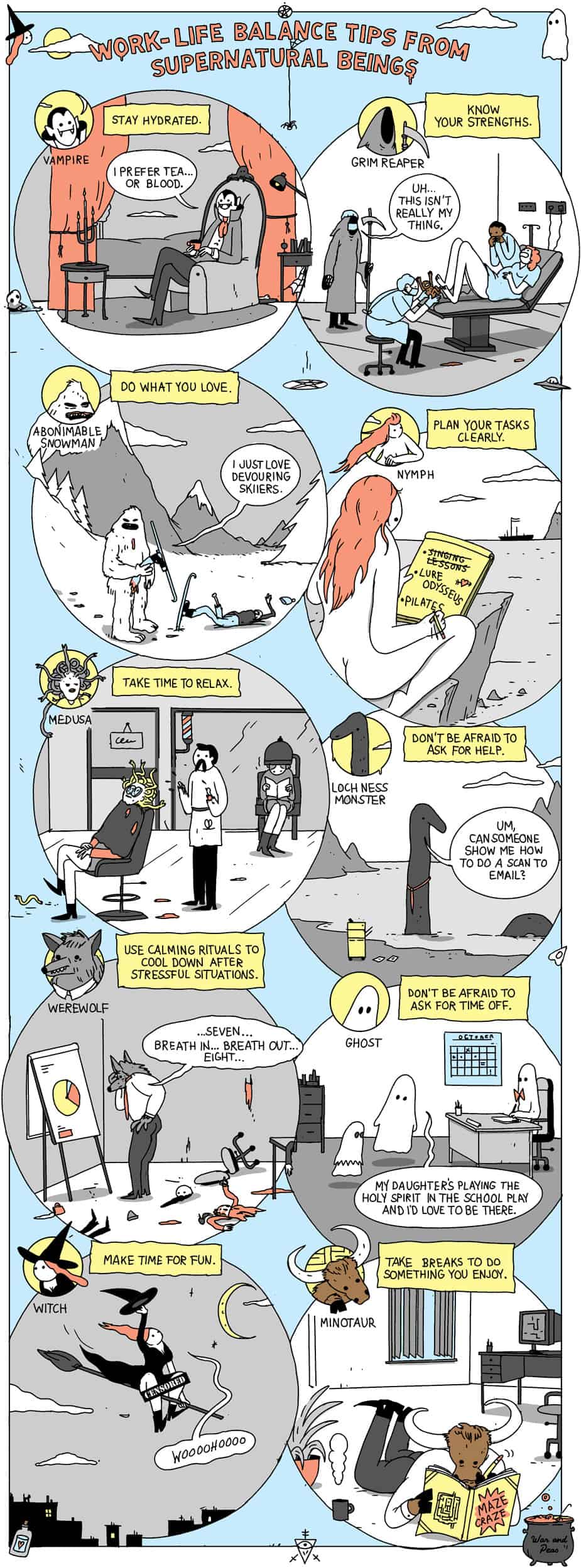 Work-Life Balance Tips From Supernatural Beings comic