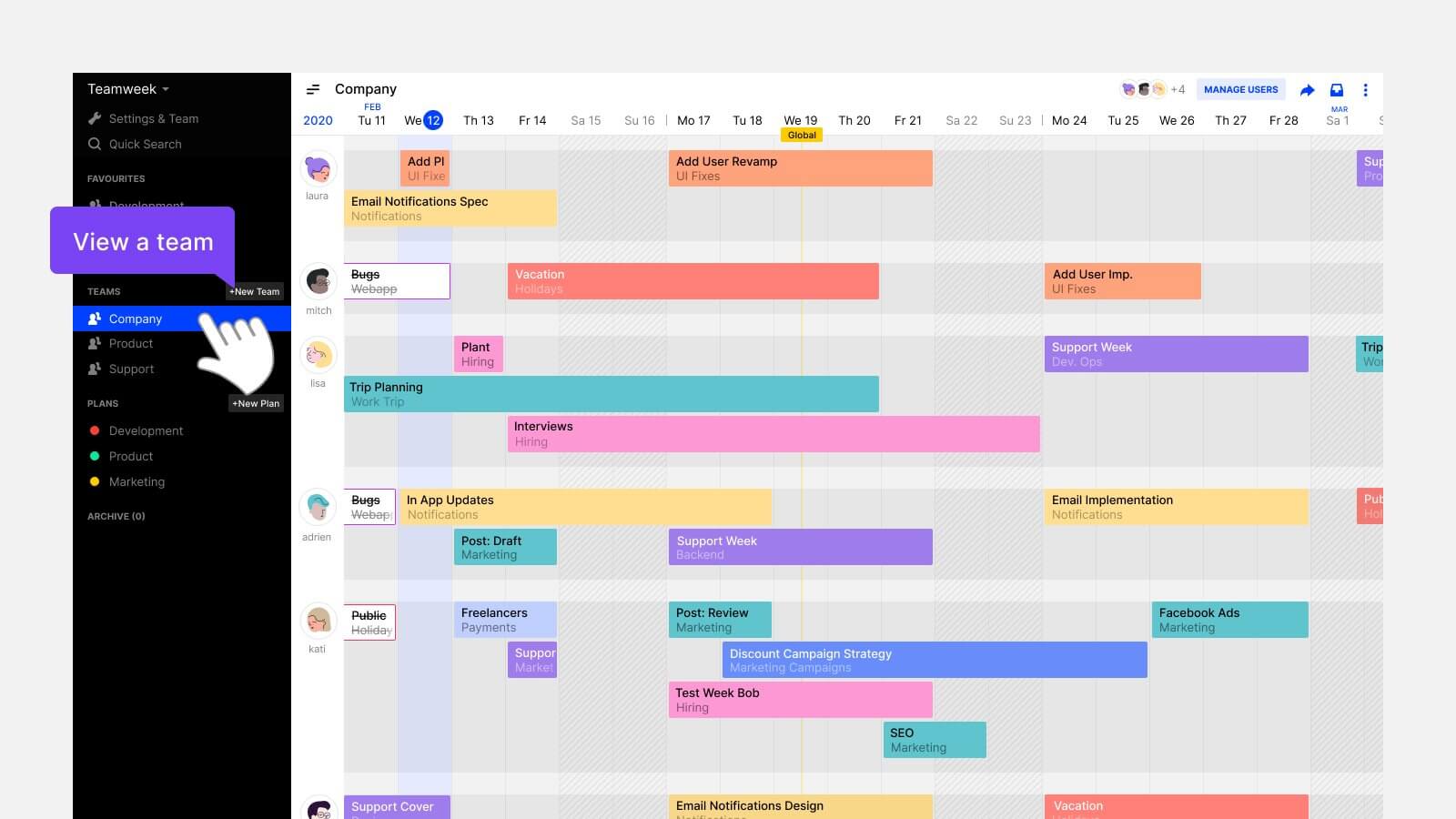 setting up quarterly plans in Teamweek