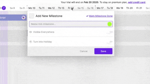 Toggl Plan - How to add a project milestone?
