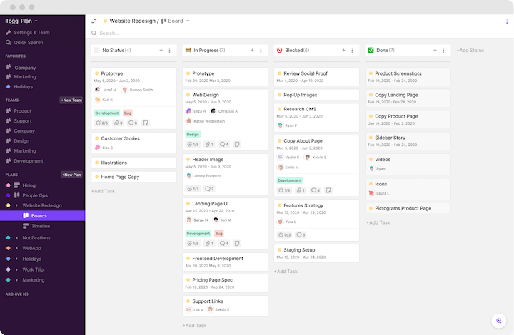 Toggl Plan Boards Agile Project Management Tool