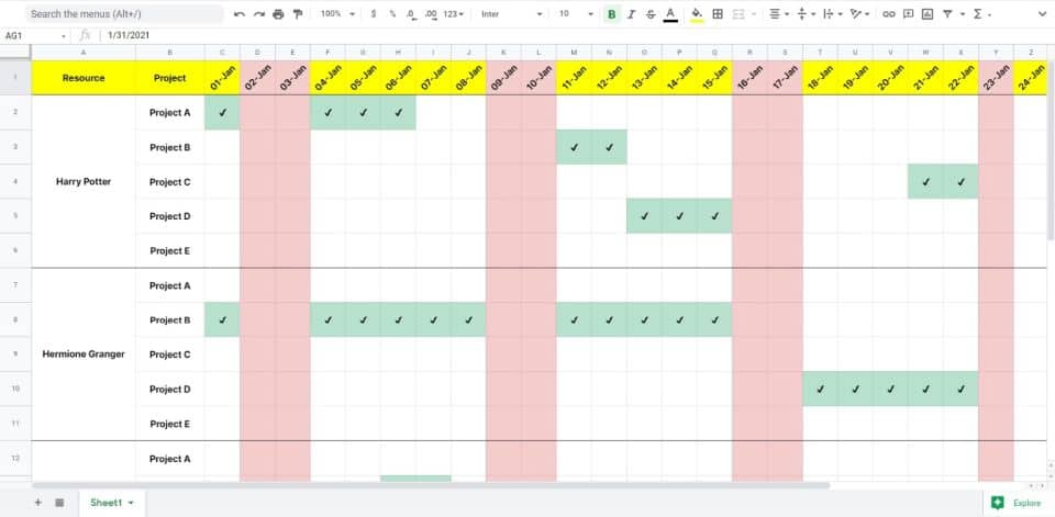 project resource allocation excel template