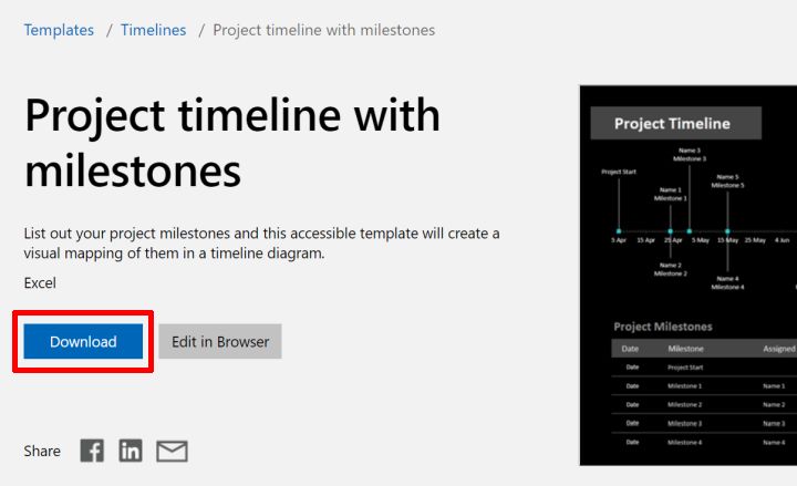 Download excel timeline template