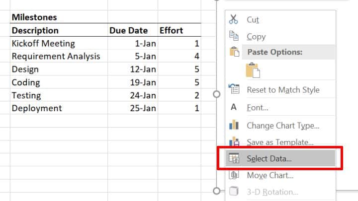 Select scatter chart data source