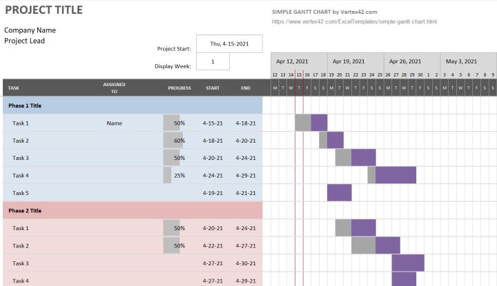 Simple Project Plan Template Using MS Excel