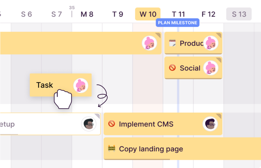 Create marketing project plans collaboratively with your team using Toggl Plan, a visual, drag-and-drop planning software.