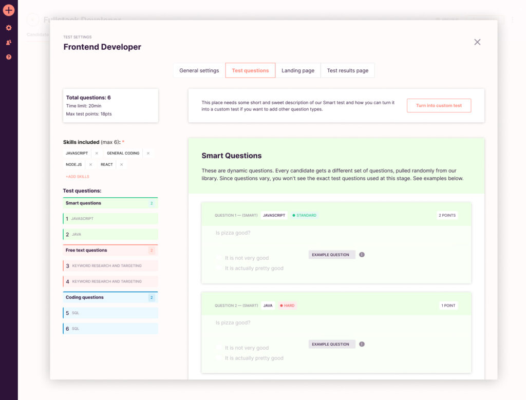 talent assessments toggl hire questions