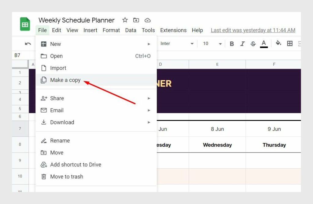 daily class schedule template google docs