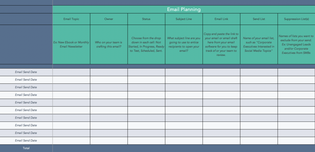 Email marketing plan template by HubSpot