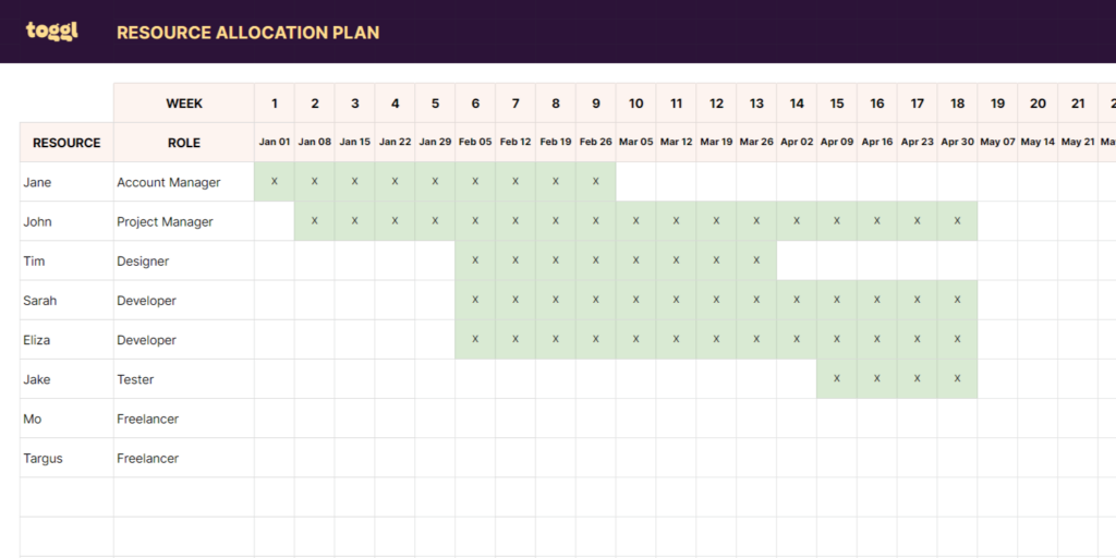 Resource Allocation Template