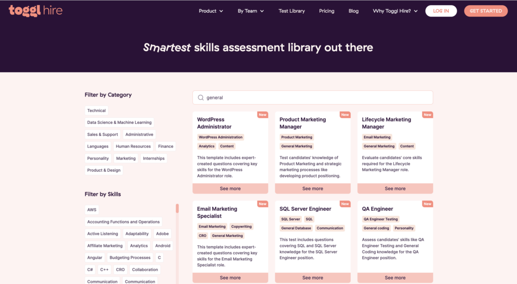 generalist and specialist skills sets can be evaluated