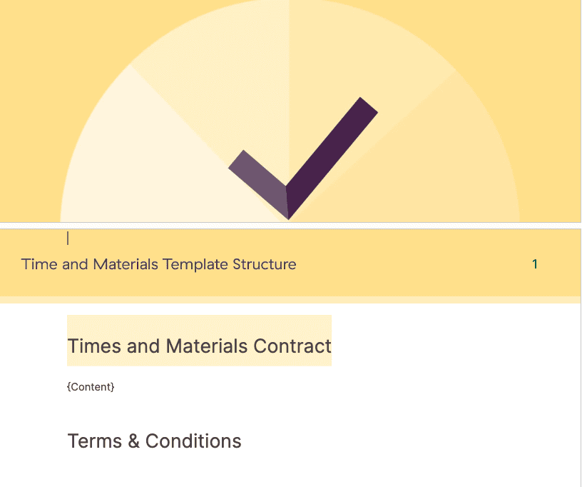 A screenshot of Toggl's Time and Materials Contract template.