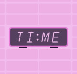 A digital clock that says "Time", with timesheet columns in the background