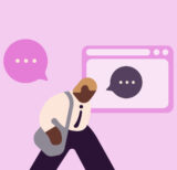 Illustration of a businessman with speech bubbles around him