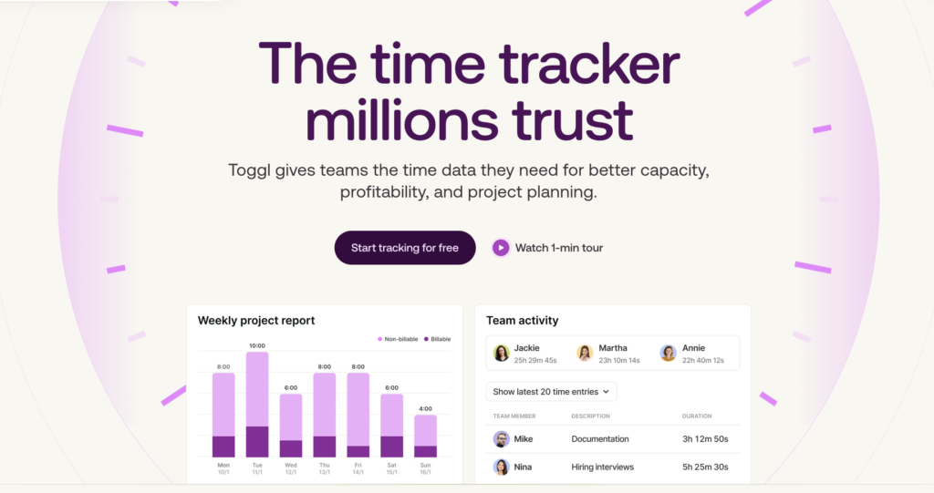 Toggl Homepage