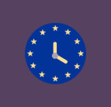 Clock with the EU flag in the background